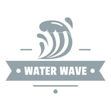 Clean wave water logo, simple gray style Stock Illustration