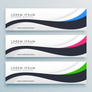 Clean wavy three header banner design template Stock Illustration