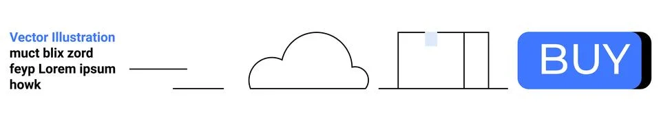 Clean Web Banner Concept with Cloud, Text, and Buy Button in Minimalist Style 스톡 일러스트