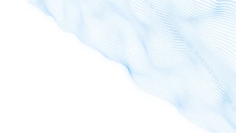 Clean white abstract wave visual thin blue contour lines, smooth flowing shape, Stock Footage 340572575