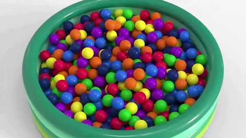 Clean White Background Balls Falling into Green Pool 3D Vídeos de archivo 332761220