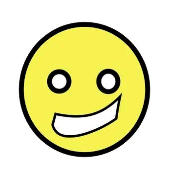 Clean white background. a smiley is drawn on it. yellow. he smiles or is angr Stock Illustration