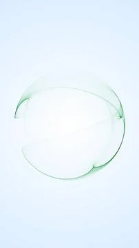 Clean white background with transparent green energy sphere and soft wave l.. Illustrazione stock