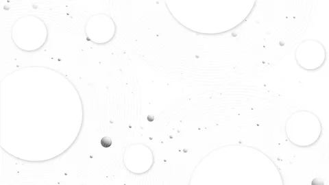 Clean white circle background soft grey spheres, curved line patterns, minimal m Stock Footage 340414798