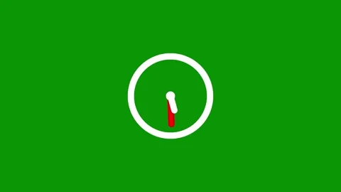 Clean white circular clock face with red pointer dial on green screen Stock Footage 346824523