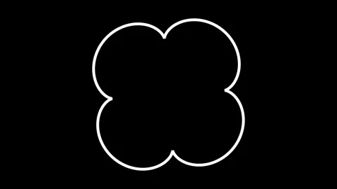 Clean white clover shape animation on solid black background 動画素材 343632532