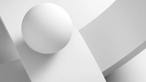 A clean, white composition featuring a sphere on intersecting angular plane.. Stock Illustration