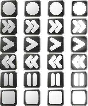 Clean white control panel icons and states Stock Illustration