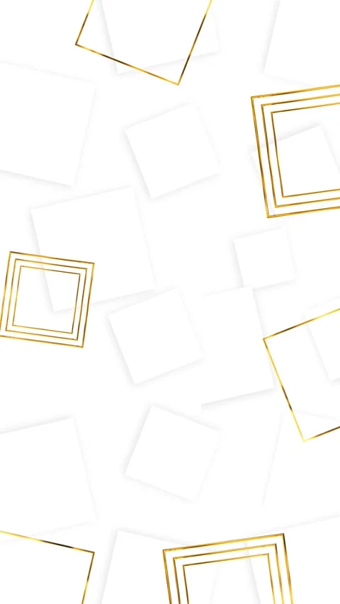 Clean white geometric gold visual raised square shapes, diamond borders, airy ne Stock Footage 340469673