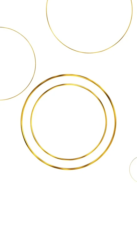 Clean white golden ring template overlapping circles, subtle shadows, large copy Stock-Footage 340455971