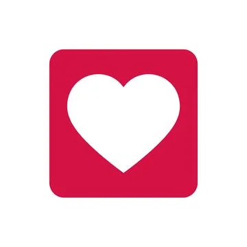Clean white heart on a red square background representing love and affectio.. Stock Illustration