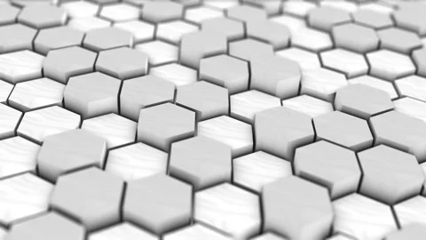Clean white hexagon grid surface in 4K 60fps loop, soft geometric depth, mi.. Stock Footage 336384393