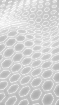 Clean white hexagon honeycomb grid with soft glow and depth, abstract geome.. Stock Illustration