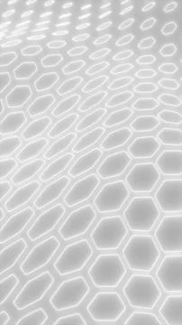 Clean white hexagon honeycomb grid with soft glow and depth, abstract geome.. Stock Illustration