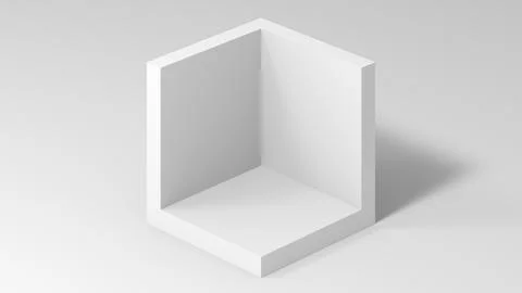 A clean, white hexagonal open box sits on a pale surface, casting a soft sh.. Stock Illustration