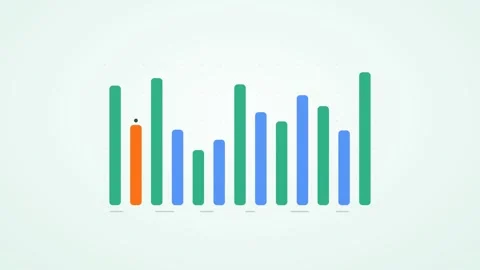 Clean white infographic charts with dense bars clean Stock Footage 339322204