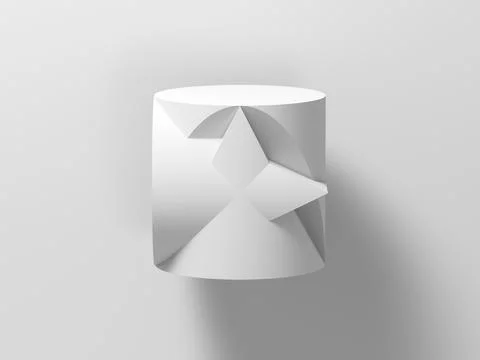 A clean white object features folded geometric facets that create soft shadow Stock Illustration