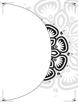 Clean white ornamental layout with a partial black and gray mandala emergin.. 스톡 일러스트