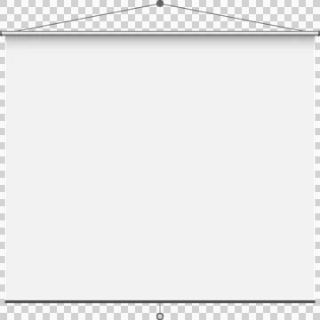 A clean white projection screen with a gray border hangs, poised for presen.. 스톡 일러스트