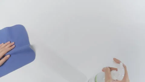 Clean White Table with blue rag 4K Video stock 242829927