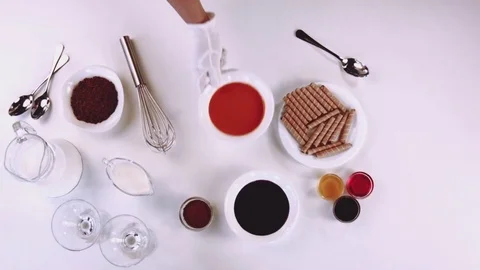 Clean white table with dishes, white plates, cups. Stock Footage 78969506