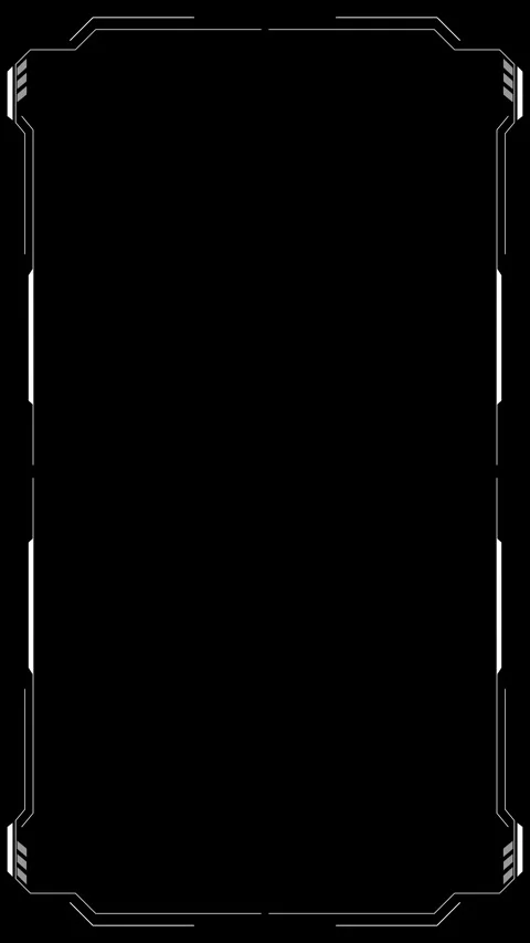 Clean white tech border template sharp corner brackets, black empty center, and Stock Footage 334062663