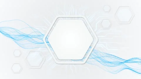 Clean white technology hexagon blue flowing wave mesh, subtle circuit lines, sof Stock-Footage 340456645