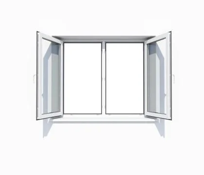 Clean white wall with opened window Ilustración de archivo