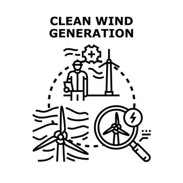 Clean wind generation energy concept vector illustration Stock Illustration