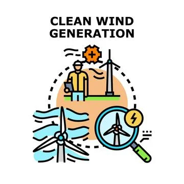 Clean wind generation energy concept vector illustration Stock Illustration