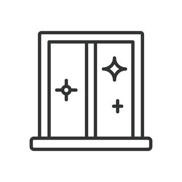 Clean window icon in line design. window, cleaning, glass, hygiene, housework Stockillustratie