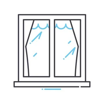 Clean window line icon, outline symbol, vector illustration, concept sign Stock Illustration
