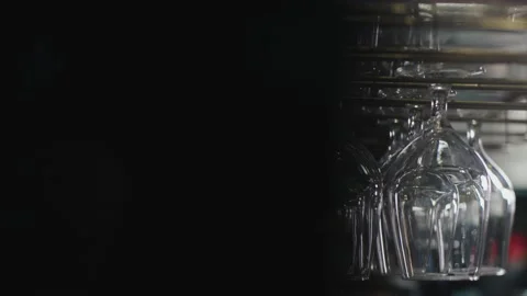 Clean wine glasses in the bar Stock Footage 221231847
