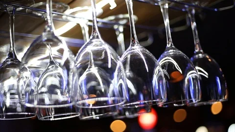 Clean wine glasses Stock Footage 90865118
