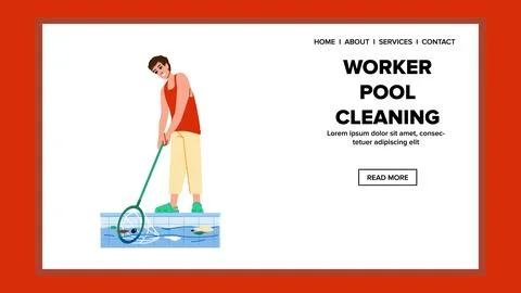 Clean worker pool cleaning vector Stock Illustration