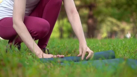 To clean a yoga Mat Stock Footage 93827506
