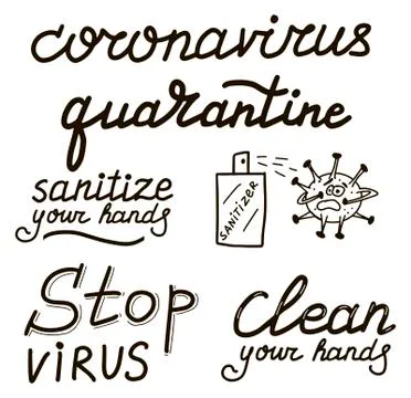 Clean your hands, Stop virus, Sanitize your hands, Coronavirus, quarantine, c Stock Illustration