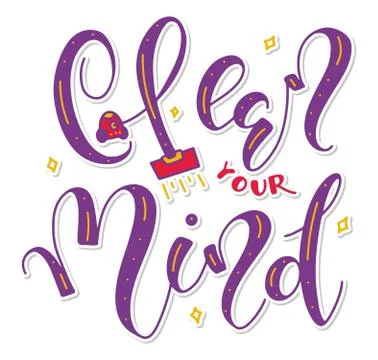 Clean your mind, colored vector illustration isolated on white background Stock Illustration
