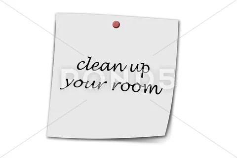 Clean up your room written on a memo Stock Illustration
