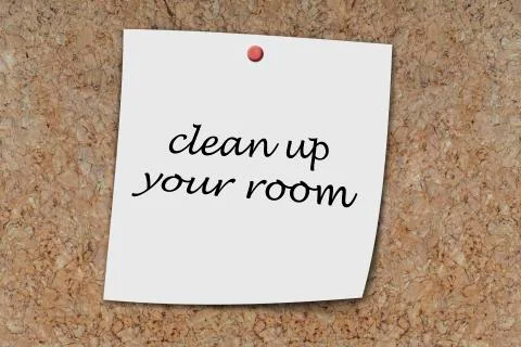 Clean up your room written on a memo Stock Photos