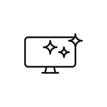Cleaned computer screen icon logo sign vector outline Stockillustratie