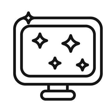 Cleaned computer screen icon mark in filled style Illustrazione stock