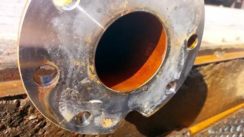 Cleaned Pipe Interior Showing Removal of Rust and Deposits for Better Fluid.. Stock Photos