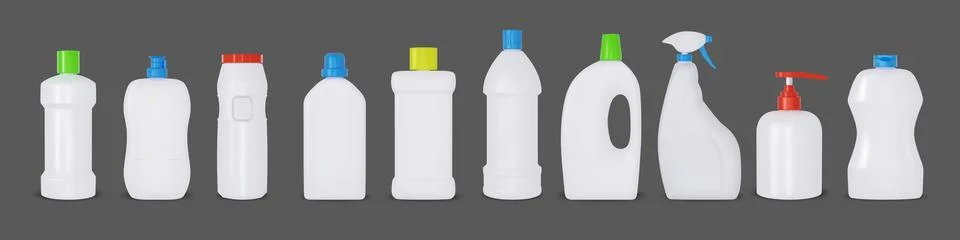 Cleaner bottle. Cleaning detergent container. Realistic bathroom package Stock Illustration