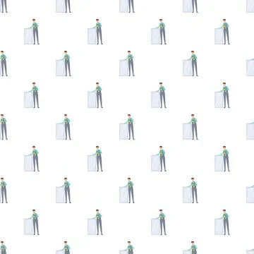 Cleaner man washing a generic fridge appliance door Stock Illustration