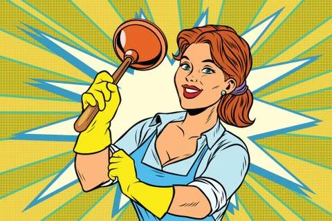 Cleaner with a plunger Stock Illustration