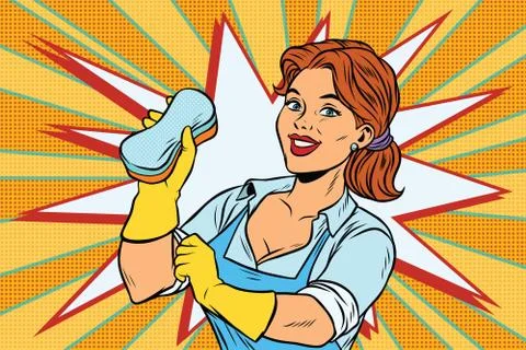 The cleaner with a sponge Illustrazione stock