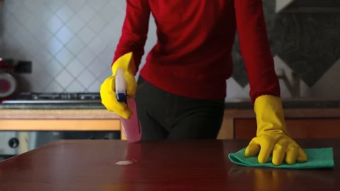 Cleaner table at home Stock Footage