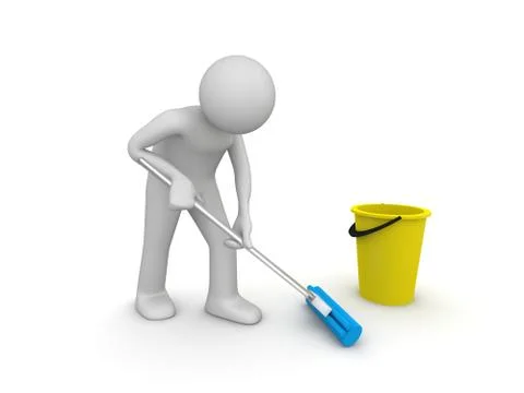 Cleaner at work (3d isolated on white background characters series) Stock-Illustration