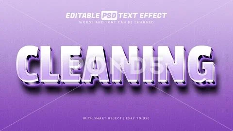 Cleaning 3d purple text effect editable Modello PSD